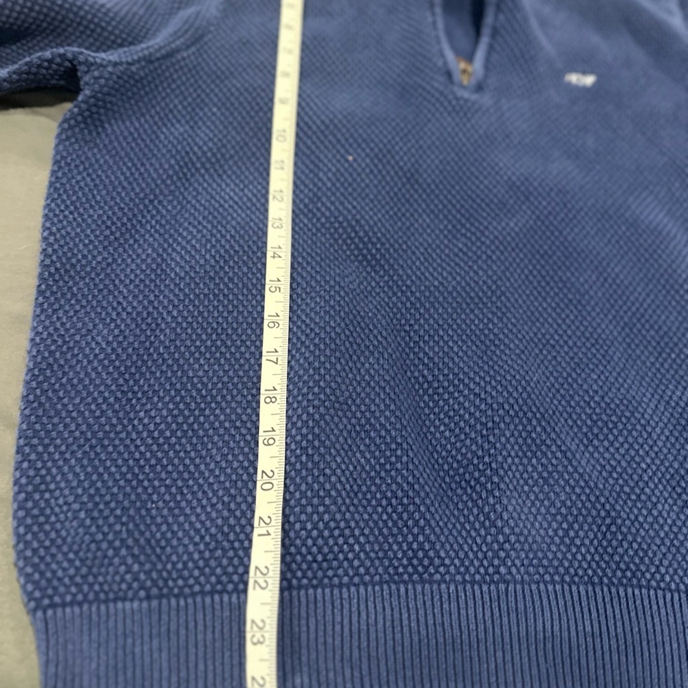 Vineyard Vines Sweater Mens Sz: L 1/4 Zip Waffle Knit Long Sleeve Blue Pullover. - Picture 7 of 11